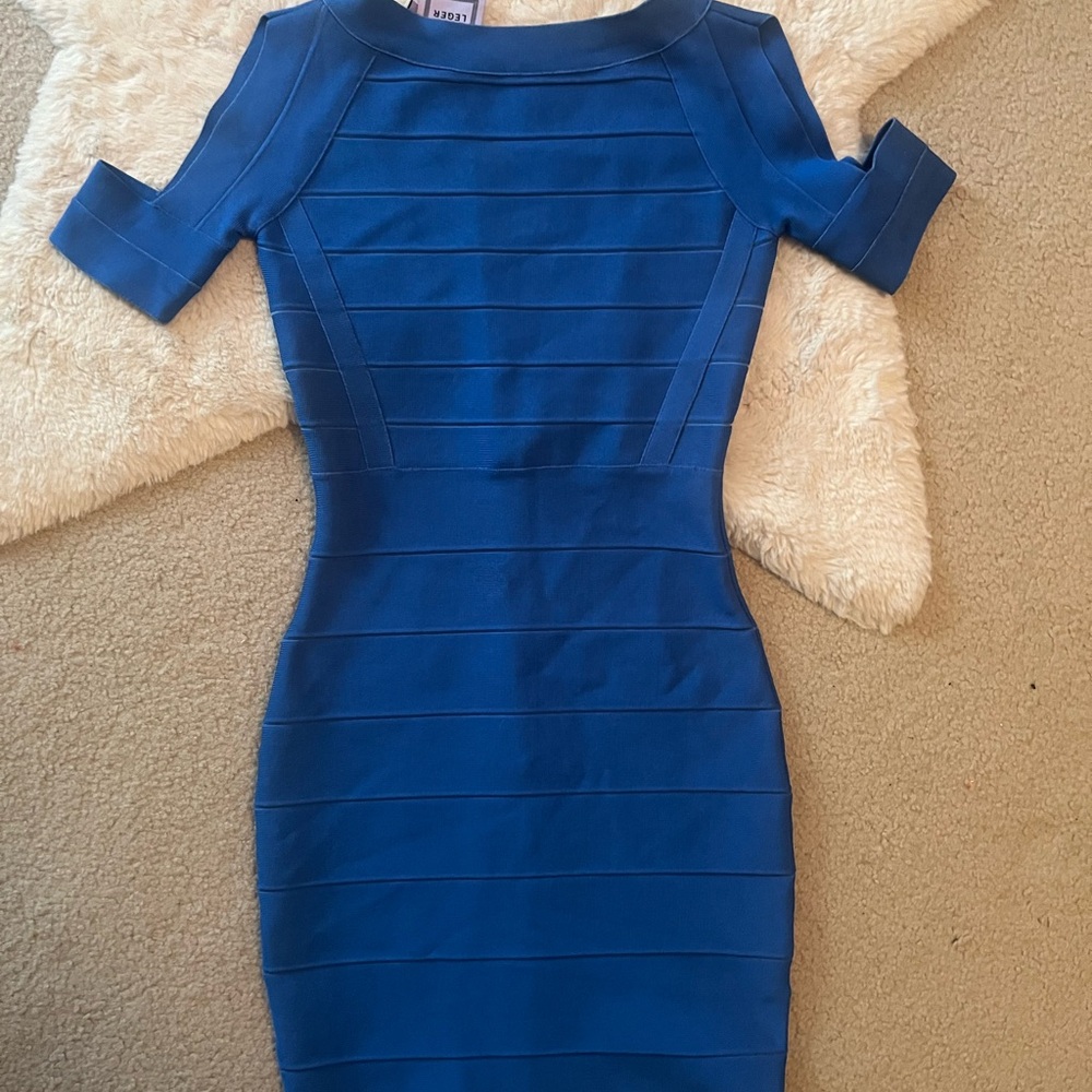 Herve Leger Blue Mini Dress